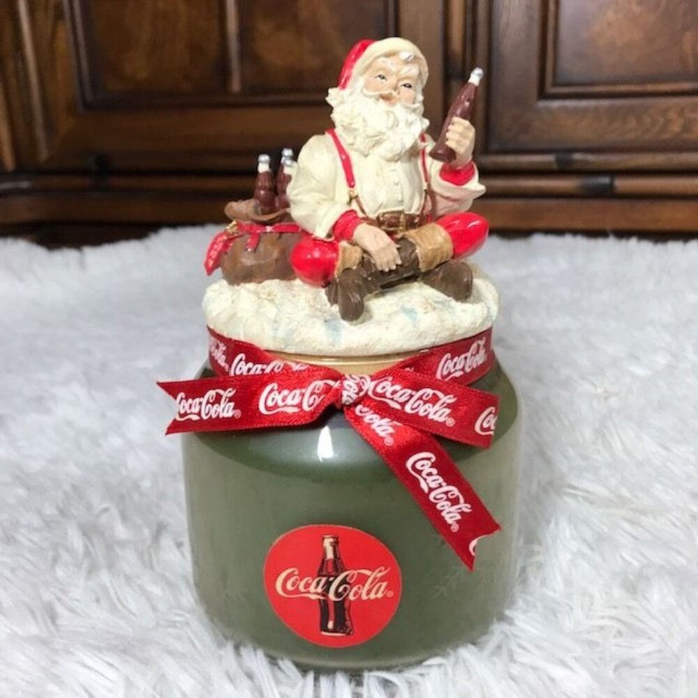 NWOT Vintage Coca-Cola 'Rustic Santa with a Coke' Snowflake Glass Candle